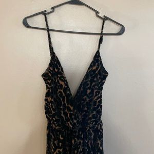 Leopard print laser cut velvet dress